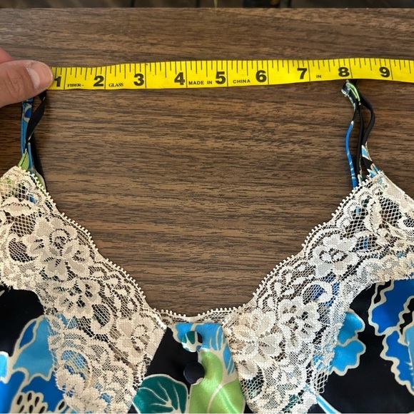 ❤️ MIXIT Floral Lace Trim Camisole Top - Blue and Black petite S - Picture 7 of 10
